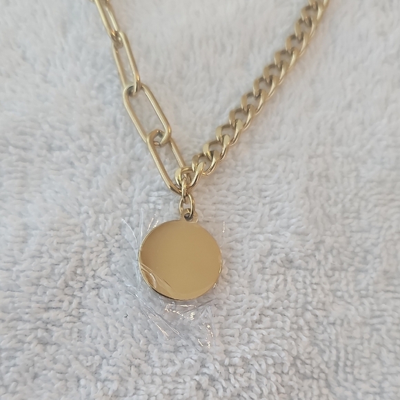 NEW Adornia Water Resistant Mixed Gold Chain Necklace with Coin Pendant - Picture 9 of 11